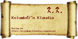 Kolumbán Klaudia névjegykártya